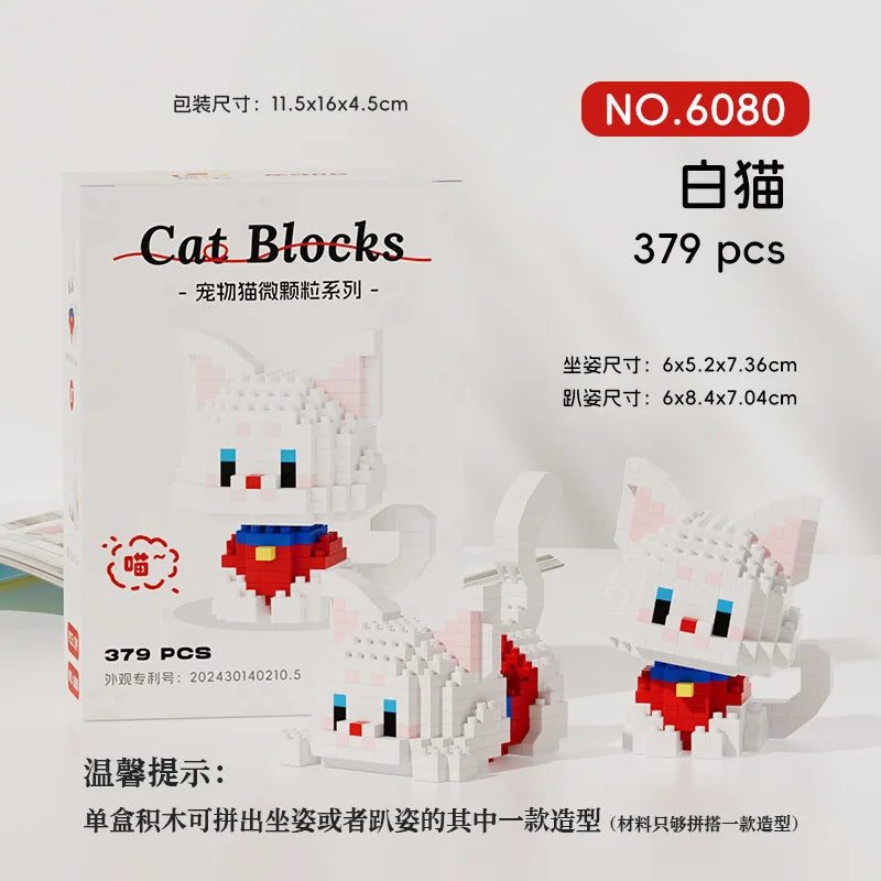 New Arrival Kawaii Pet Cat Series Mmodel Small Particle Building Blocks Educational Assembly Ornaments Children's Birthday Toys