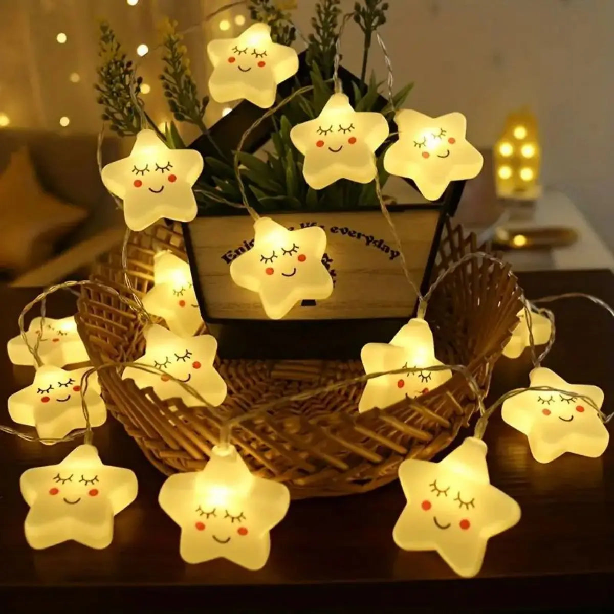 1pc Star LED String Lights, Battery Powered Decorative Lights, Decorations For Valentine Day And Party