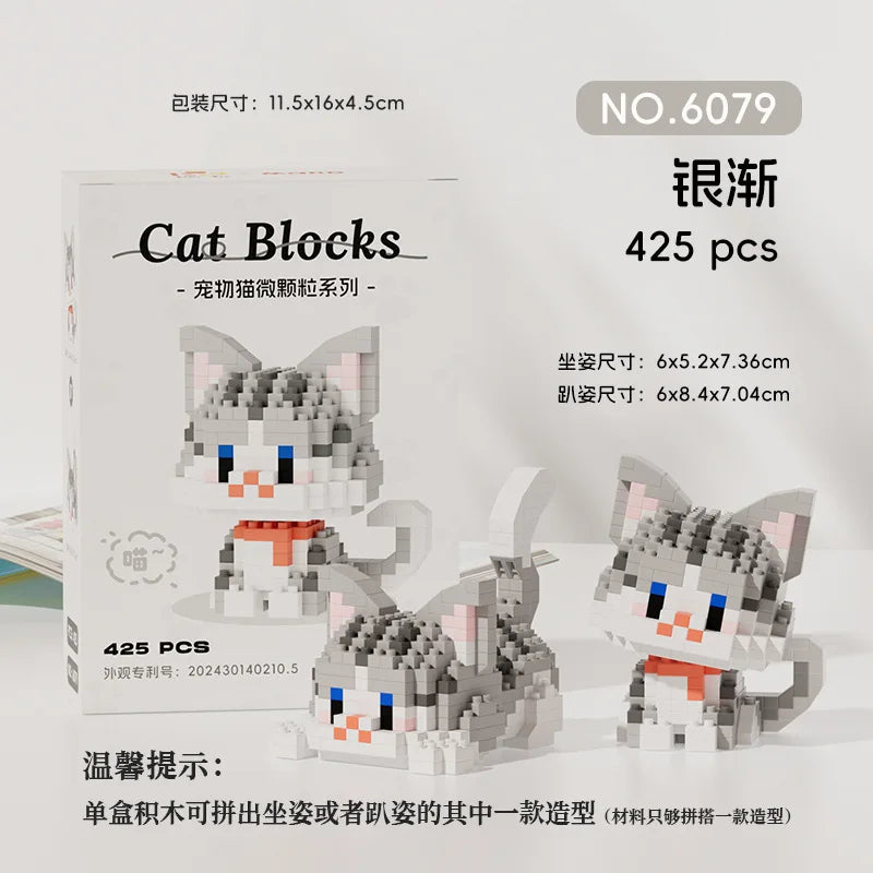 New Arrival Kawaii Pet Cat Series Mmodel Small Particle Building Blocks Educational Assembly Ornaments Children's Birthday Toys