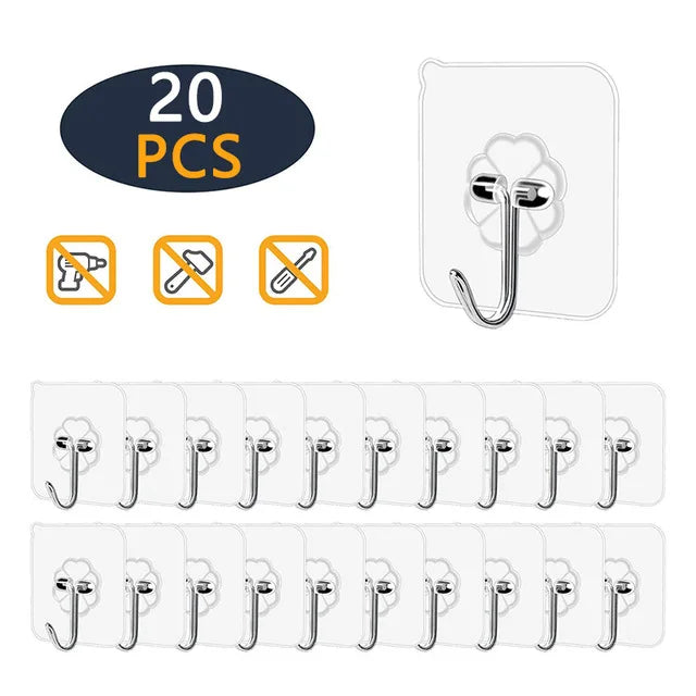 10/20Pcs Transparent Strong Self Adhesive Door Wall Hangers Hooks Suction Heavy Load Rack Cup Sucker for Kitchen Bathroom Office