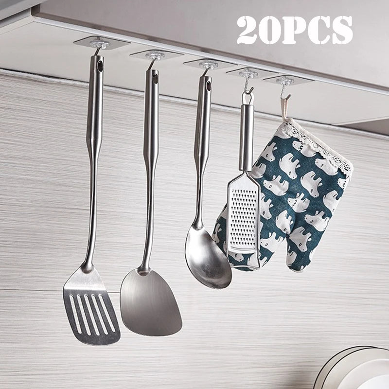 10/20Pcs Transparent Strong Self Adhesive Door Wall Hangers Hooks Suction Heavy Load Rack Cup Sucker for Kitchen Bathroom Office