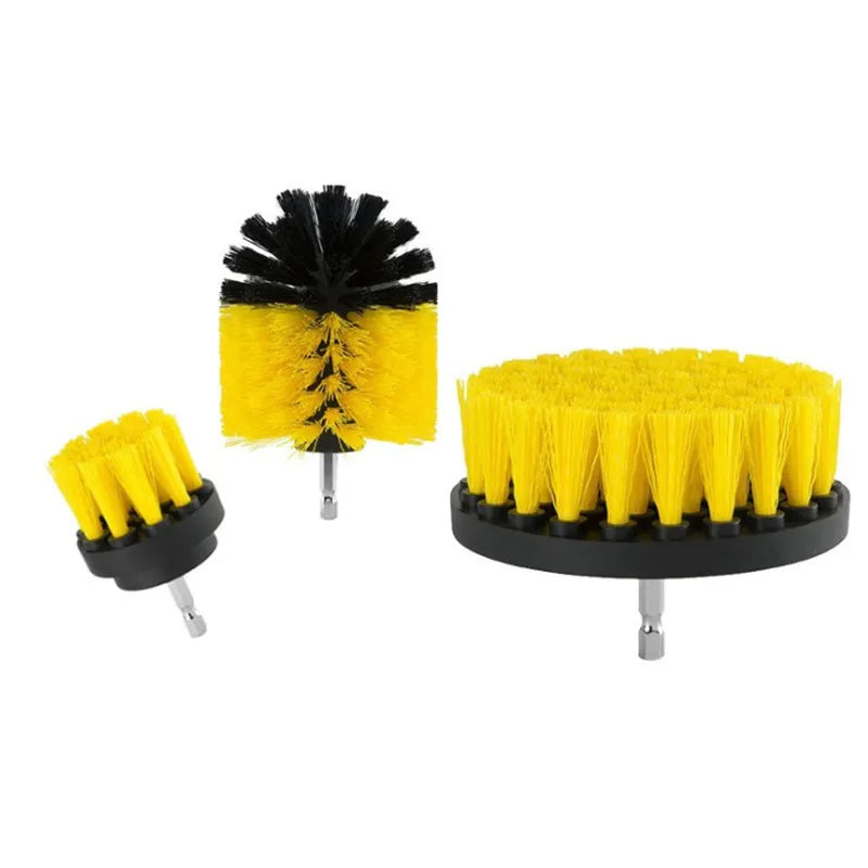 3Pcs Round Full Electric Bristle Drill Brush Rotary Cleaning Tool Set Scrubber Cleaning Tool Brushes Car Wash Tool