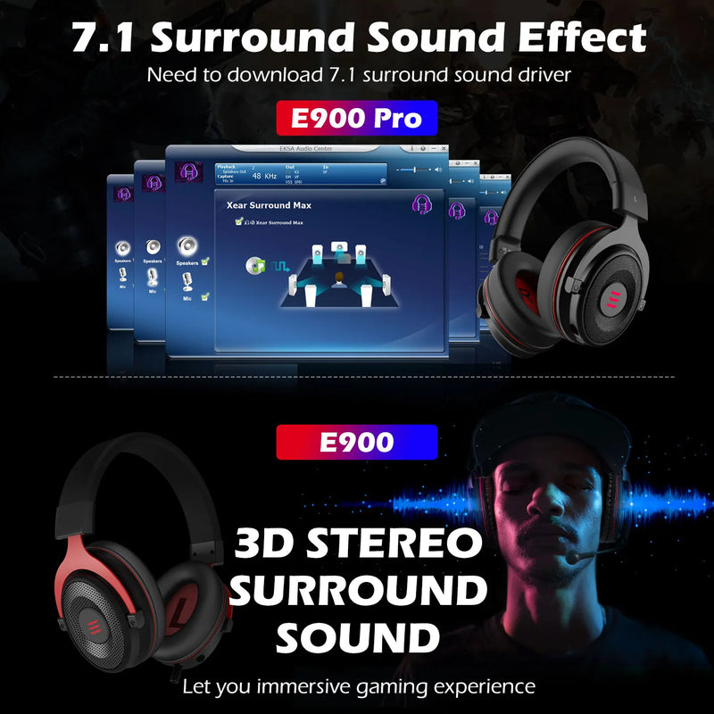 EKSA Gaming Headset Gamer Wired PC USB 3.5mm XBOX/ PS4 Headphone with Microphone 7.1 Surround Sound For Computer Laptop