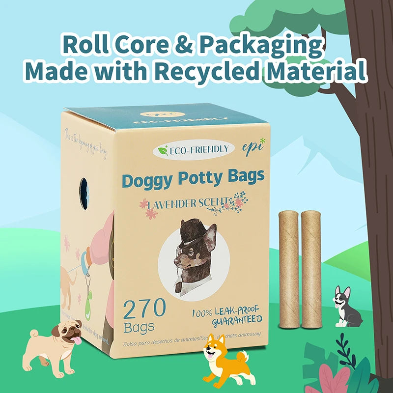 Benepaw Biodegradable Dog Poop Bags Hand Free Clip Eco-friendly Leak-Proof Strong Pet Waste Bag Easy to Tear 120/270 Pieces