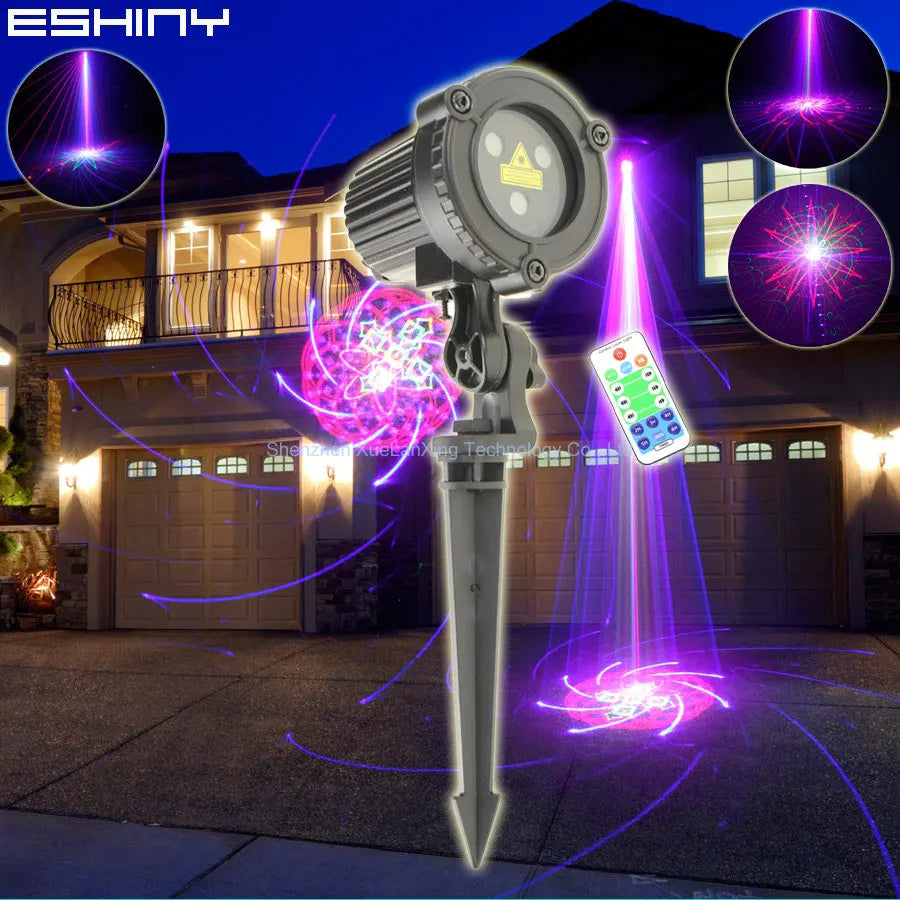 ESHINY RGB Laser Landscape Moving 96 Patterns Projector Light Outdoor IP65 Park Party Wall Tree House Garden Lamp B209N7