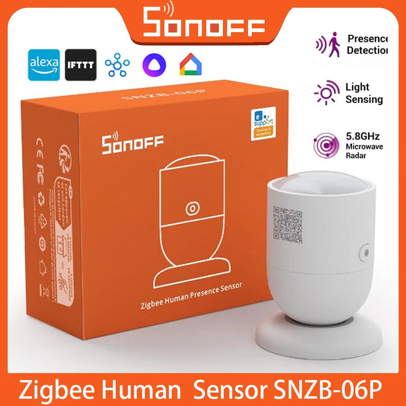 SONOFF SNZB-06P Zigbee Human Presence Sensor Rardar Detector Motion Light Sensing Smart Home Automation for Google Alexa Alice