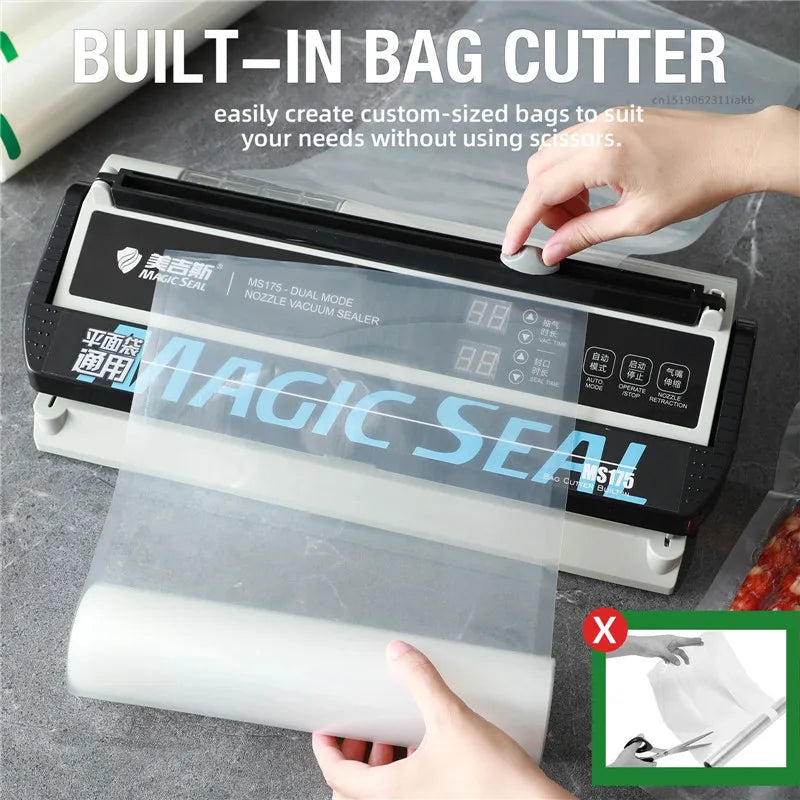 MAGIC SEAL MS175 Vacuum Sealer Machine Wet Vacuum Sealer Packaging Machine Professional Food Plastic Bag Sealer