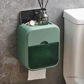 Toilet Paper Holder Box holder Bathroom Rack Waterproof Reel Tissue Storage Box Punch-free Kitchen Bathroom Storage Holder