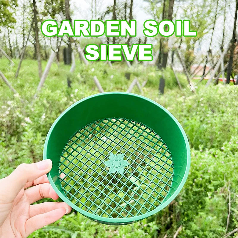 Green Round Garden Sieve Plastic Riddle Stone Sand Seedling Mesh Garden Tool Soil Gardening Screen Seedling Cultivation Network