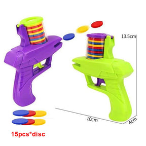 Kids Outdoor Game Foam Disc Gun Toy Flying Disc Shooting Launcher Gun Double Parent-child Interactive Children Toy