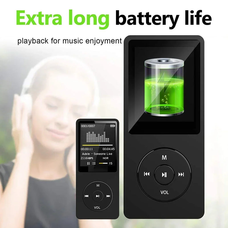 1.8in Screen MP3 Music Player Audio Player HIFI FM Radio Recording E-Book Multifunction Portable Walkman for Running Walking