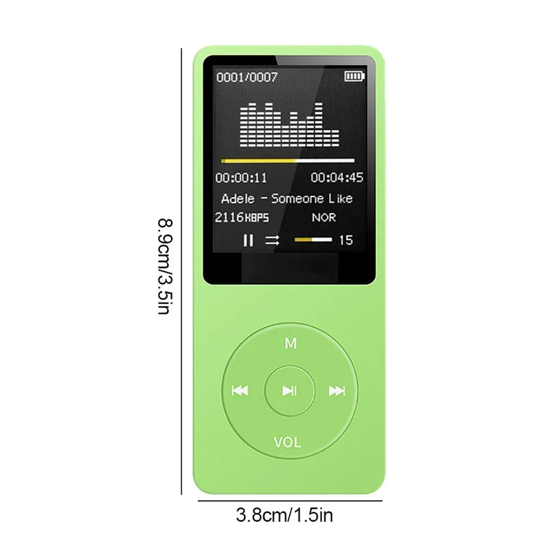 1.8in Screen MP3 Music Player Audio Player HIFI FM Radio Recording E-Book Multifunction Portable Walkman for Running Walking