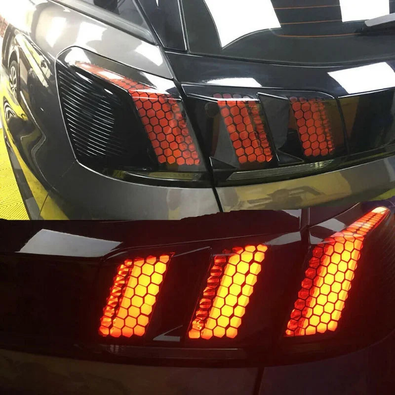 Car Rear Tail Light Lamp Stickers Universal Automotive Black Honeycomb Taillight Cover DIY Fog Light Smoke Film Decal Sticker