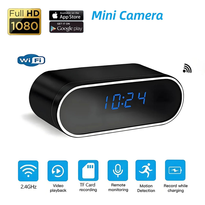 Mini Camera Clock Full HD 1080P Wireless Wifi Control IR Night Vision View DVR Camcorder Home Surveillance Monitor Video