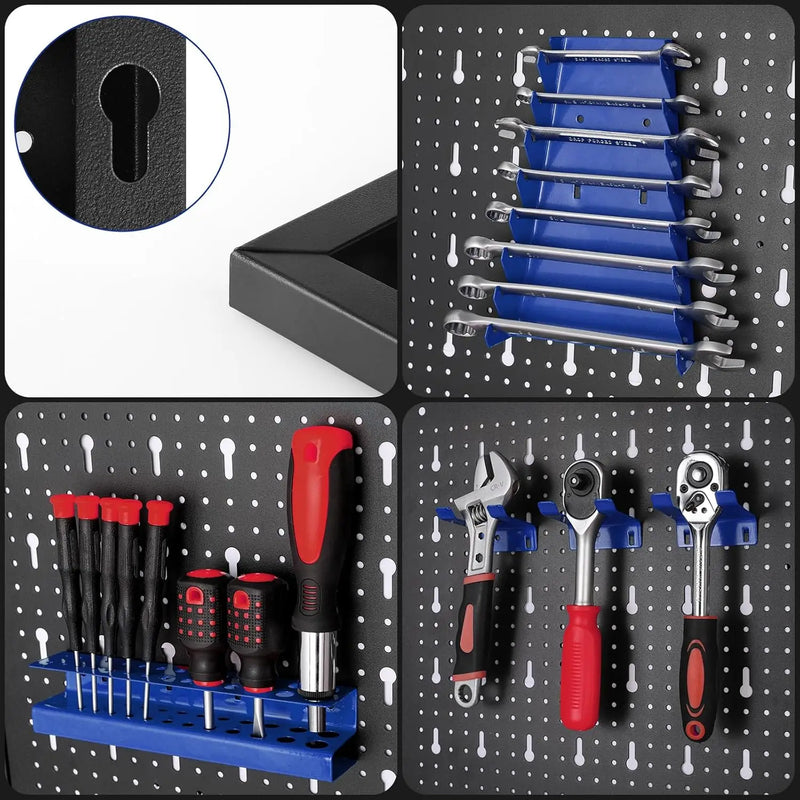 117x55cm Metal Pegboard Wall Organizer with Hooks 17PCS Kit, Garage Storage Bins, and Panel Tool Organizer Pegboard Wall Control