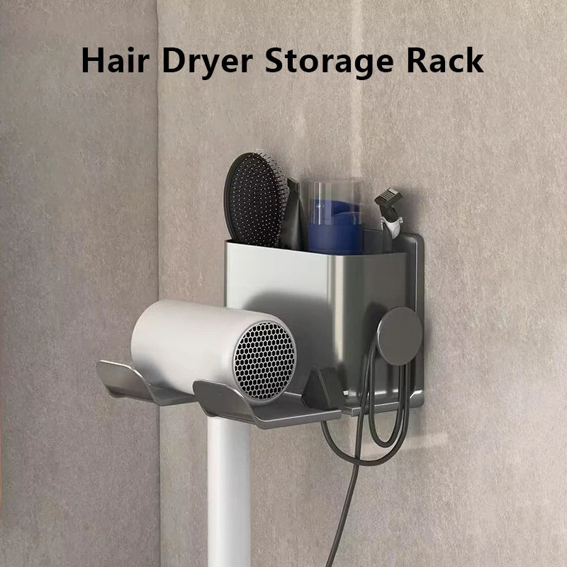 1pc Hair Dryer Holder Wall Mounted Hair Straightener Dryer Hair Stand Bathroom Organizer Shelves Bathroom Organization Shelves