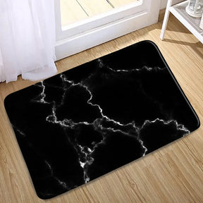 Abstract Black White Marble Bath Mat Set Creative Geometric Texture Modern Carpet Home Bathroom Decor Non-slip Rugs Toilet Cover