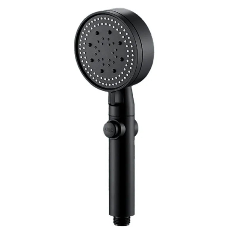 5 Mode Adjustable High Pressure Shower One-key Stop Water Massage Shower Head Water Saving Black Shower Bathroom Accessories