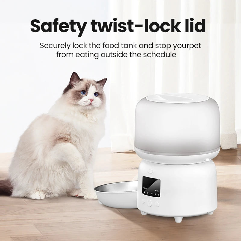 ROJECO Automatic Cat Feeder 3L Smart Pet Food Dispenser WiFi Button Auto Dog Feeder For Cats Pets Remote Control Feeding Supply