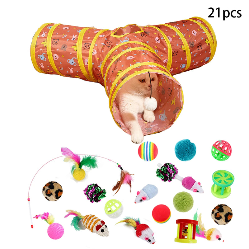 Cat Rattle Paper Tunnel Cat Toys Pet Crinkle Tunnel Cat Tent Tunnel Foldable Cat Toy Small Pet Cat Polyester Cotton