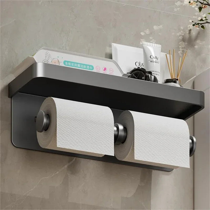 Aluminum Alloy Toilet Paper Holder WC roll Paper Holder perfume Shelf for Bathroom storage Accessories