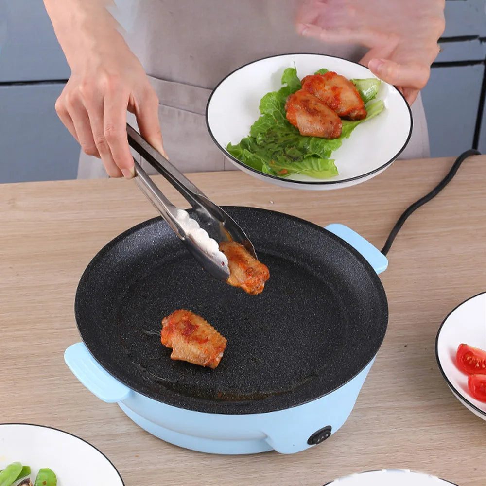 220V Multifunction Electric Frying Pan Skillet Non-Sticky Grill Fry Baking Roast Pan Cooker Barbecue Cooking Kitchen Tool