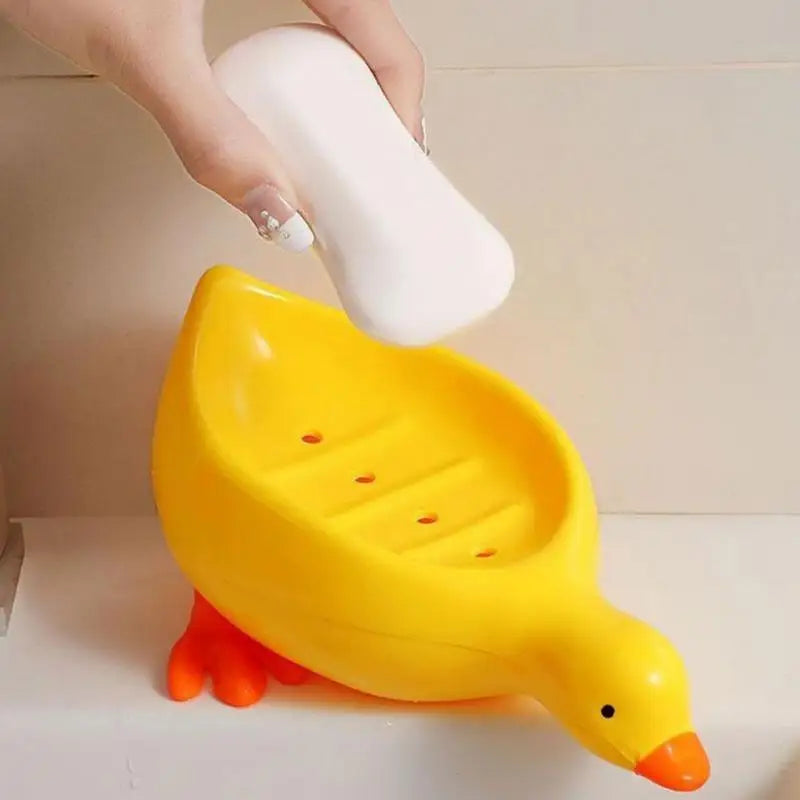 Soap Tray Self-Draining Soap Rack Cute Duck-Shaped Creative Rack for Shower Bathroom Kitchen Tub Sink Tray Bracket Bathroom