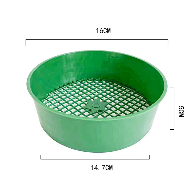 Green Round Garden Sieve Plastic Riddle Stone Sand Seedling Mesh Garden Tool Soil Gardening Screen Seedling Cultivation Network