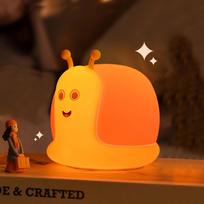 Cute Capybara Night Light Novelty 2 Levels Dimmable Nursery Snail Nightlight Rechargeable Touch Lamp for Kids Room Decor