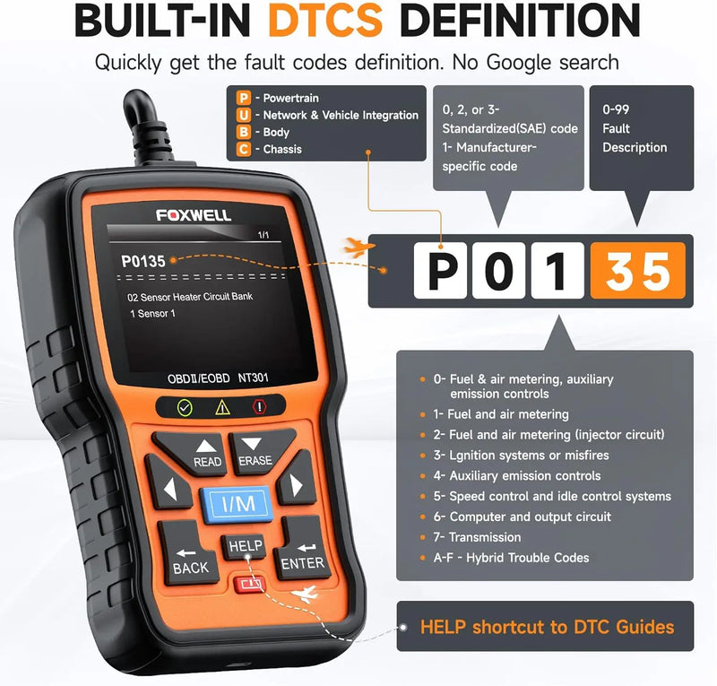 FOXWELL NT301 OBD2 Scanner Check Engine Code Reader Professional ODB2 OBD2 Automotive Scanner Car Diagnostic Tools PK ELM327