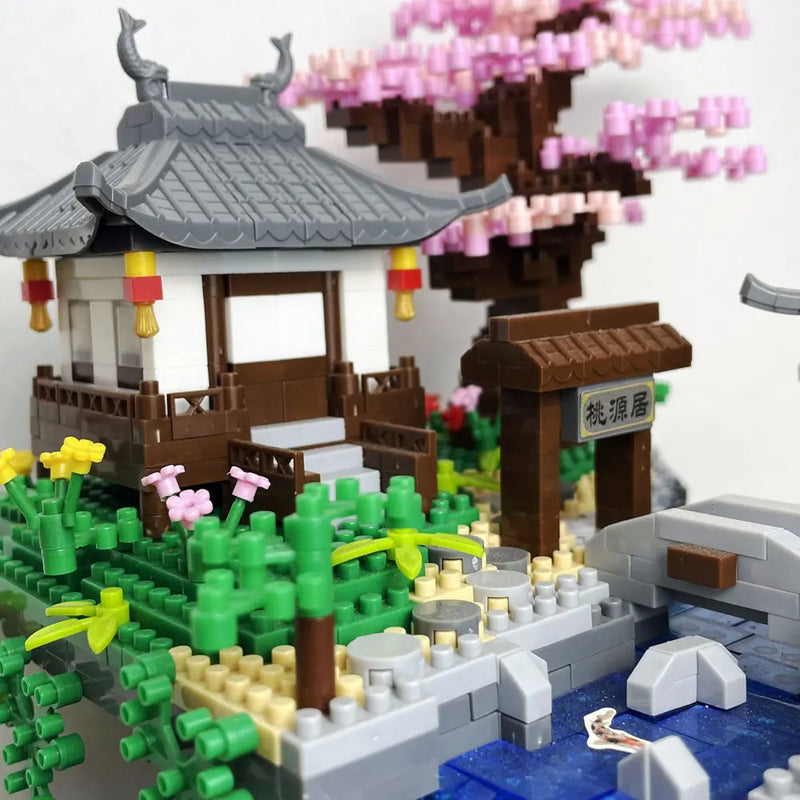 Taohuatan Lake Themed Micro Brick Building Blocks Set Adult Creative Toys Unique Chinese Landscape Model Bricks with LED Light