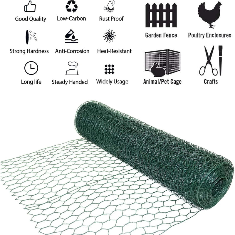 DayPlus PVC Coated Wire Fencing Galvanized Hexagonal Wire Mesh Garden Netting for Home Farm Chicken Poultry Netting Rabbit Duck