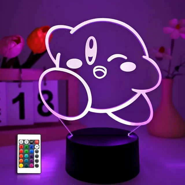 Kirby Light 3D Night Lamp Touch Sensor Atmosphere Lamp Bedroom Bedside Table Lamp Anime Figures Gift for Children Toy