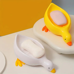 Soap Tray Self-Draining Soap Rack Cute Duck-Shaped Creative Rack for Shower Bathroom Kitchen Tub Sink Tray Bracket Bathroom