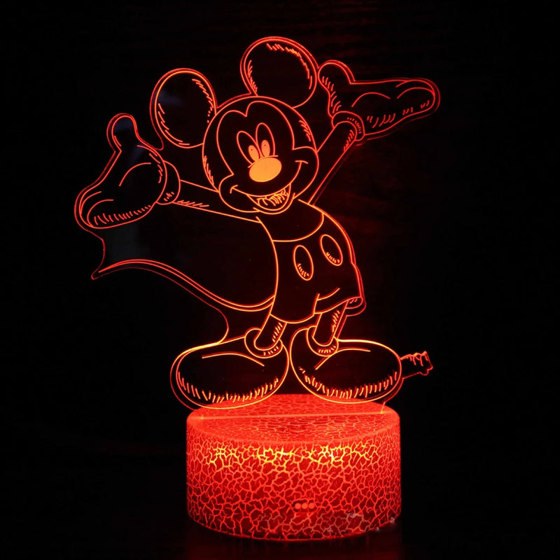 Disney Cartoon 3D Night Light Minnie Mickey Mouse Acrylic Touch 3D illusion Lamp Bedroom Decorative Table Lamp Child Toys Gifts