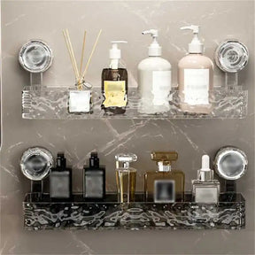 Shower Room Suction Cup Bathroom Storage Shelf Basket Home Storage Organizer Shelf Decorative Easy Install