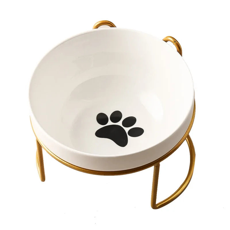 500ML Pet Ceramic Bowl Kitten Puppy Ceramic Bowl Water Feeder Cat Food Feeding Dish Dispenser with Raised Stand Cat Accessories