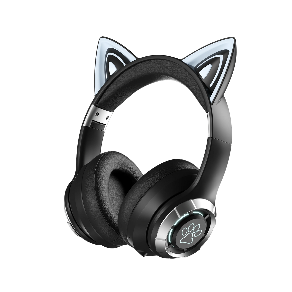 Cute Cat Ear Bluetooth Compatible Headset with LED Wireless Headset Children Girls Stereo Folding Sports Headset with Microphone