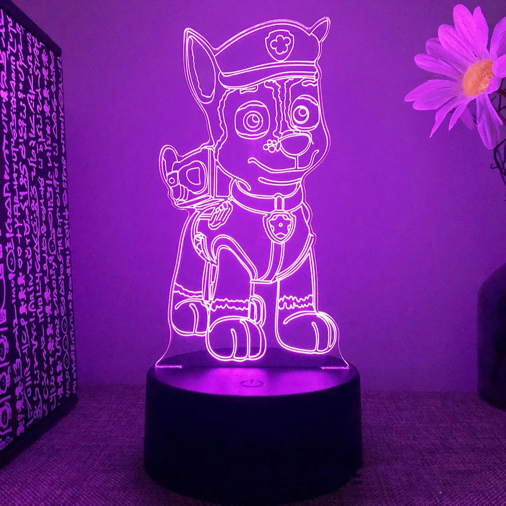 Dog Patrol 3D Night Light Touch Remote Control 16 Colors Auto Gradient LED Night Light Home Decoration Christmas Kids Gift