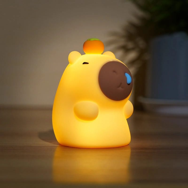 Cute Silicone Capybara Night Light Children's Gift USB Rechargeable Animal Touch Bedside Slepp Lamp