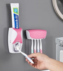 Hot Sale Automatic Toothpaste Dispenser Family Toothbrush Holder Wall Mount Rack Bathroom Tools Set