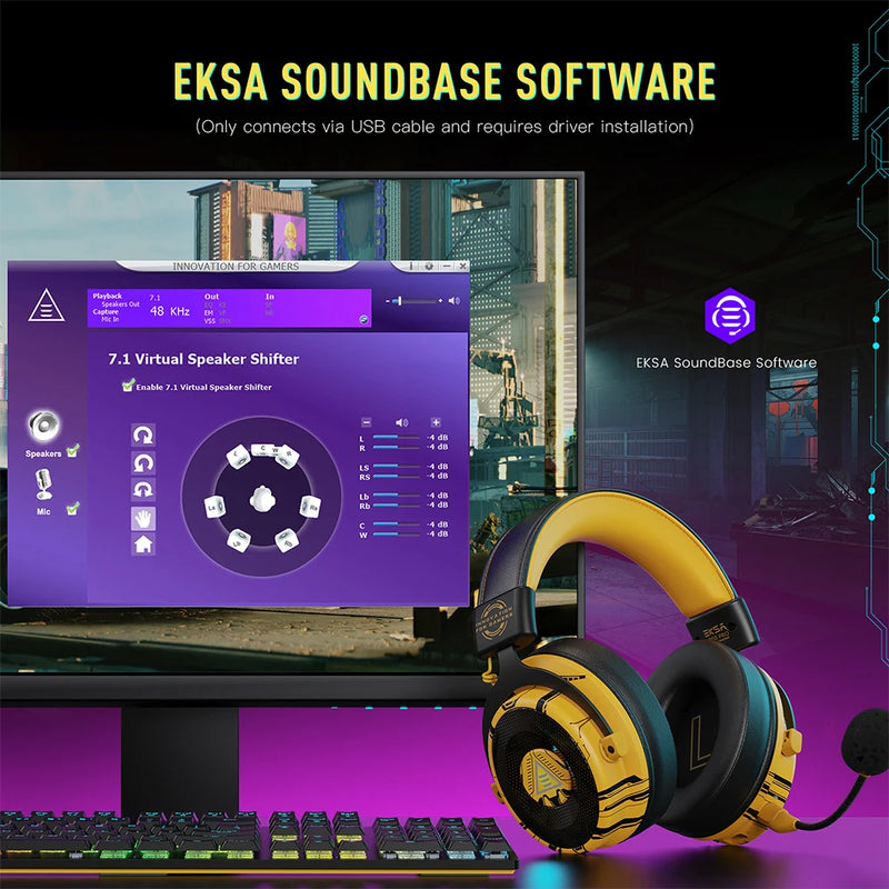 EKSA E900 Pro Upgraded Gaming Headset Gamer 7.1 Surround Wired Headphones with Noise Cancelling Microphones for PC/PS4/PS5/Xbox