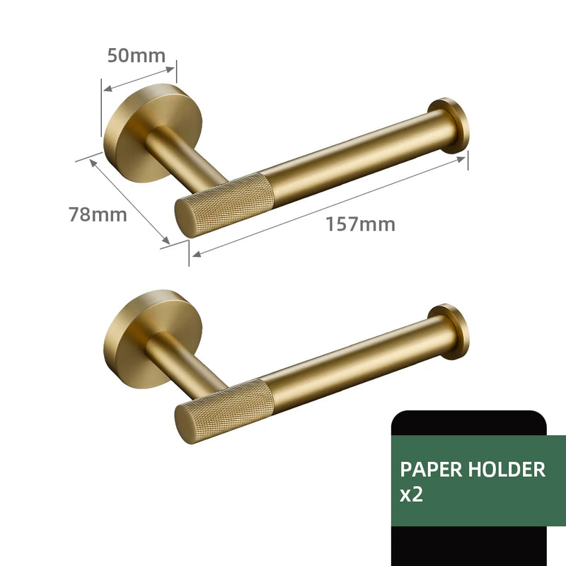 Brushed Gold Bathroom Accessories Towel Bar Bath Robe Hook Brass Knurled Bathroom Hardware Set Shelf for Towels Paper Tissue Hol