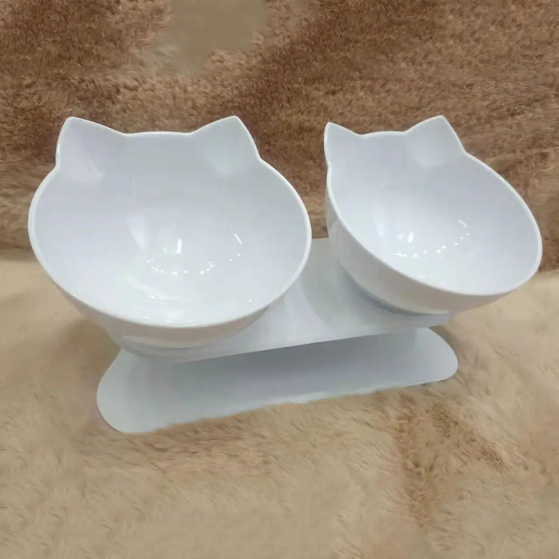 Non-Slip Cat Single Double Pet Bowls With Stand Food Feed And Water Bowls Inclination Stand Cats Feeders Feeding Kitten Supplies