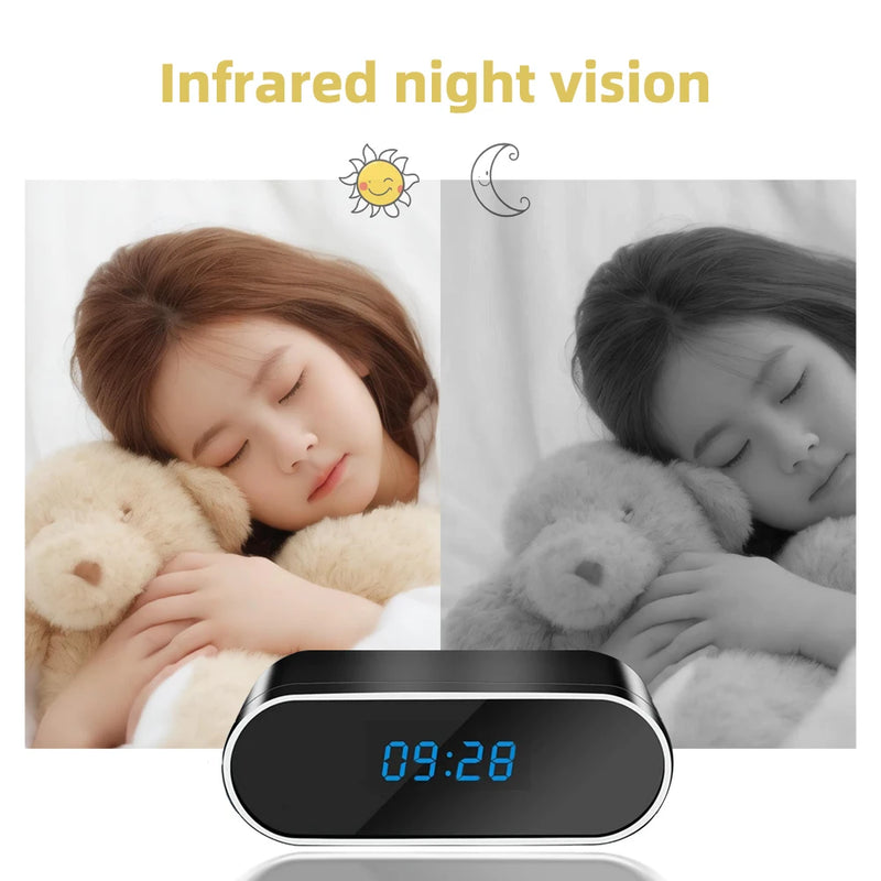 Mini Camera Clock Full HD 1080P Wireless Wifi Control IR Night Vision View DVR Camcorder Home Surveillance Monitor Video