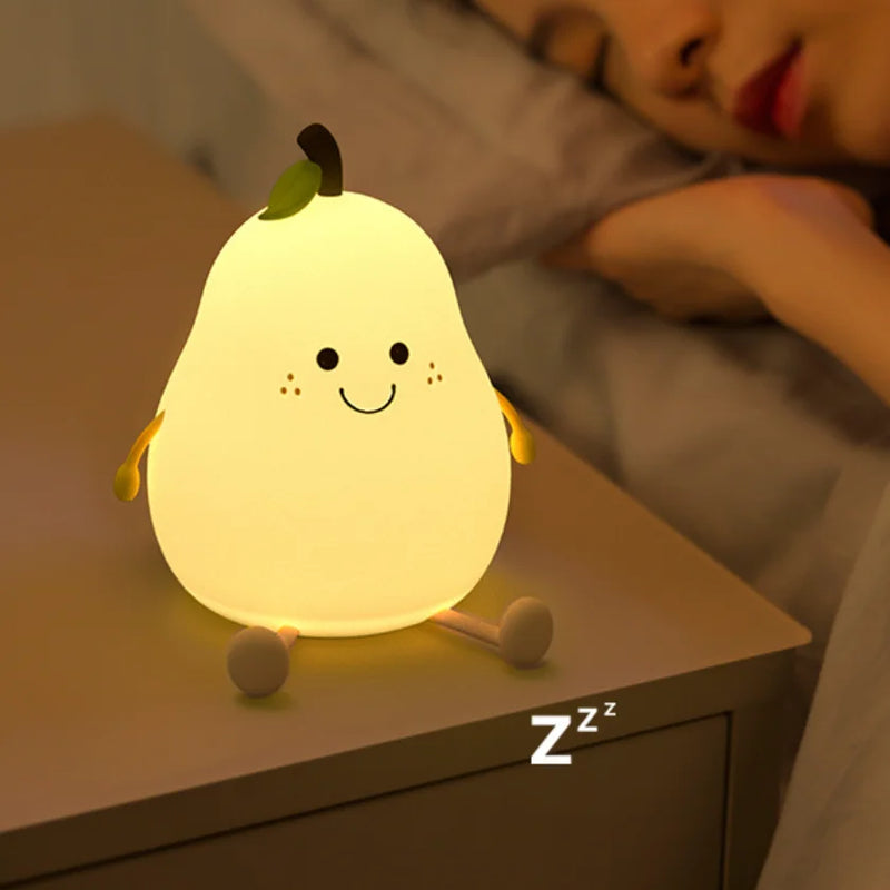 Yali Night Light Bedroom Sleep Light Bedhead Silicone Light No Distinction Pear Tap Light USB Rechargeable Atmosphere Light