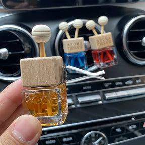 Car Perfume Bottle Square Seat Glass Aromatherapy Bottle With Air Conditioning Outlet Clip Car Interior Ornaments