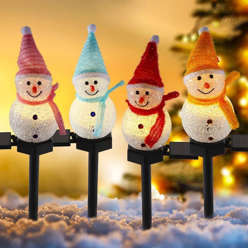 2024 New Christmas Snowman Decoration Light LED Solar Lights Outdoor Waterproof Post Lamp Garden Lawn Landscape Nightlight