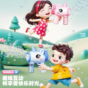 Kids Unicorn Bubble Gun Toy Fully Automatic Bubble Machine Bubbles Gun Outdoor Game Summer Toy for Boys Girls Birthday Gifts