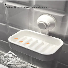 Soap Box Drain Soap Holder Box Bathroom Shower Soap Holder Sponge Storage Tray Creative Sucker Water-free Storage Box